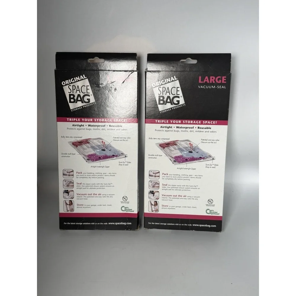 Original Space Bag Large Vacuum Seal Storage Bags 4 Total Airtight Reusable